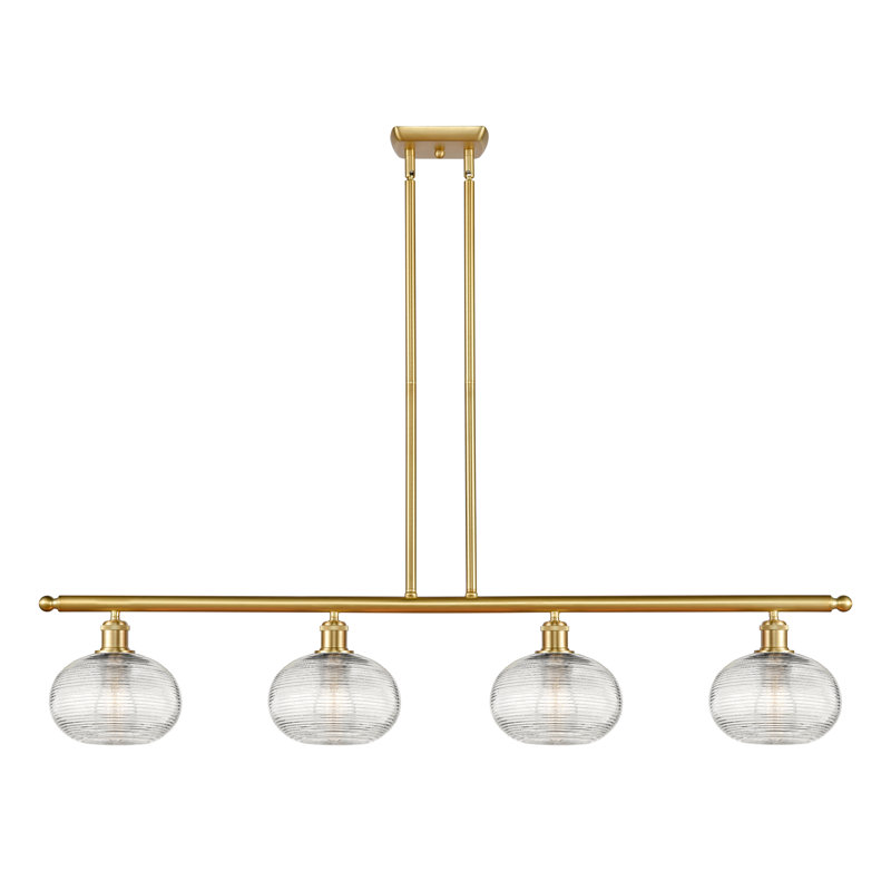 Luminaire suspendu pour îlot de cuisine 4 lumières Larrick, Or satiné