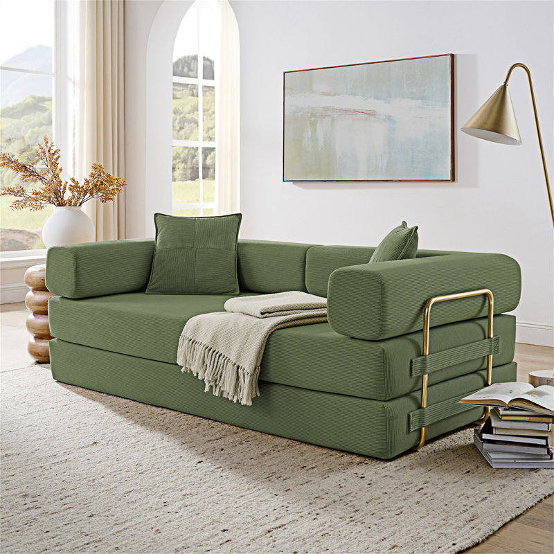 Canapé-lit convertible pliable avec dossier amovible, Vert