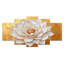 Golden Lotus White Dream I - Lotus, art mural 5 panneaux