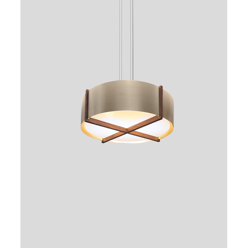 Plura 4 - Light LED Pendant, 3000, Distressed Brass, Walnut