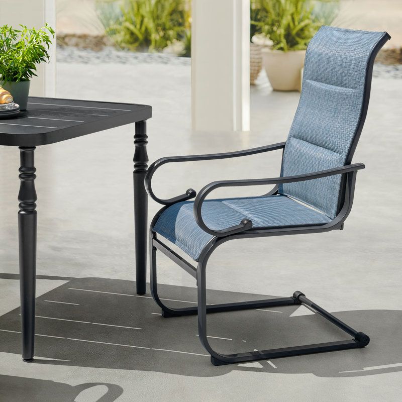 5-piece Patio Outdoor Padded PVC-coated polyester Metal Dining Set With Umbrella Hole