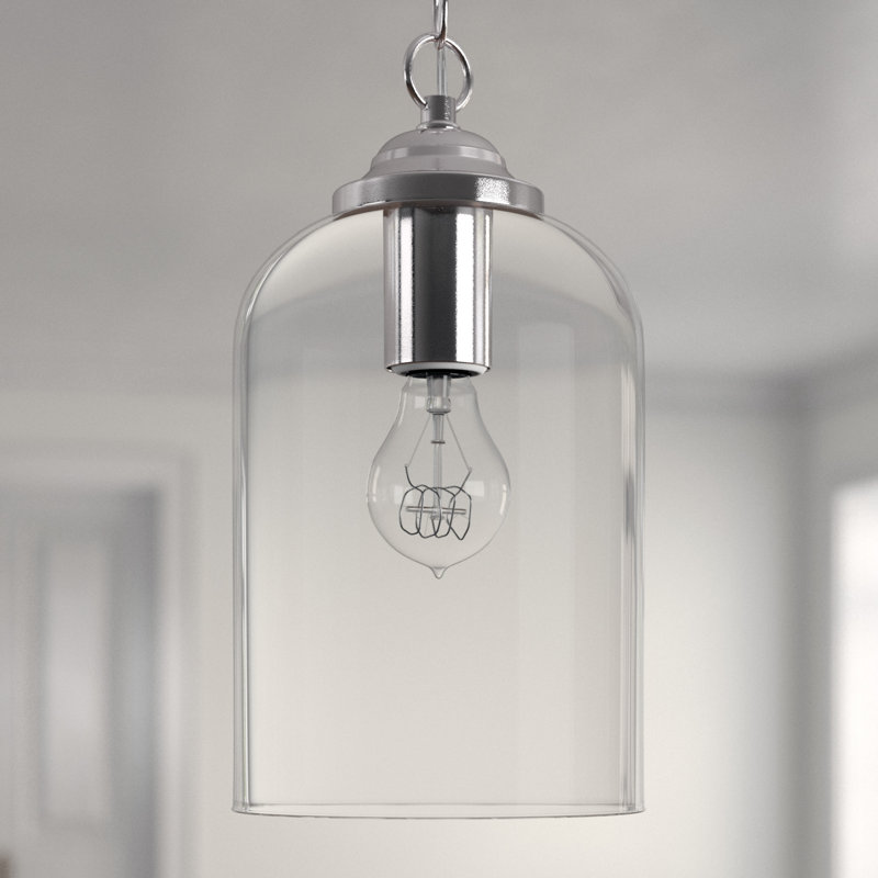 Alexa 1 - Light Single Bell Pendant in Polished Nickel, Polished Nickel, Clear