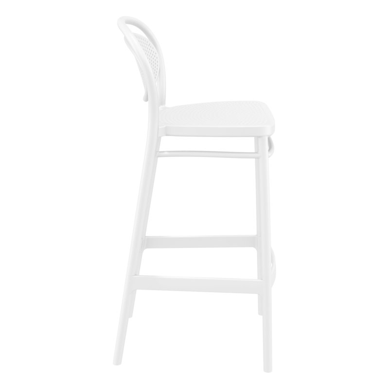 Tabouret de bar pour le patio Farrah, Blanc, Tabouret de bar (siège d'une hauteur de 29,5 po)
