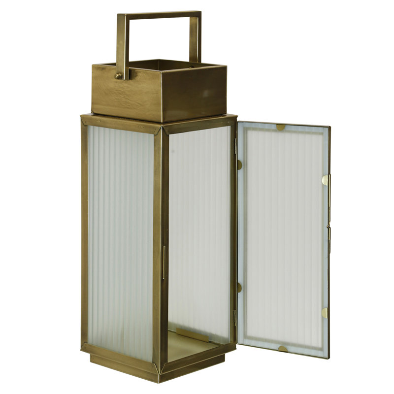 Lanterne à panneaux Belvedere - laiton antique - l 7 po x P 7 po x H 19 po, L 7 po x P 7 po x H 19 po