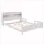 Lit double en bois de pin massif blanc pur, tête de lit bibliothèque intégrée avec détecteur de mouvement à DEL, garde-corps optionnels pour la chambre à coucher