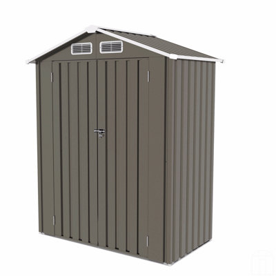 5X3 FT Metal Outdoor Storage Shed, Tool Shed With Peaked Roof Waterproof, Lockable Door Compact Metal Tool Shed