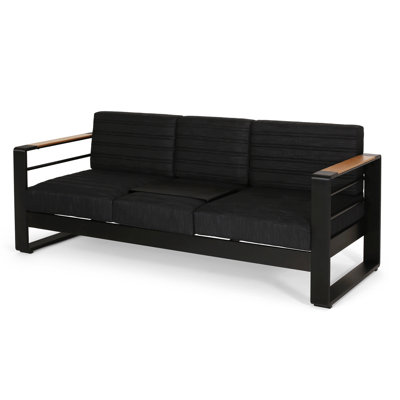Ahzariah 76.5'' Wide Aluminum Patio Sofa with Cushions