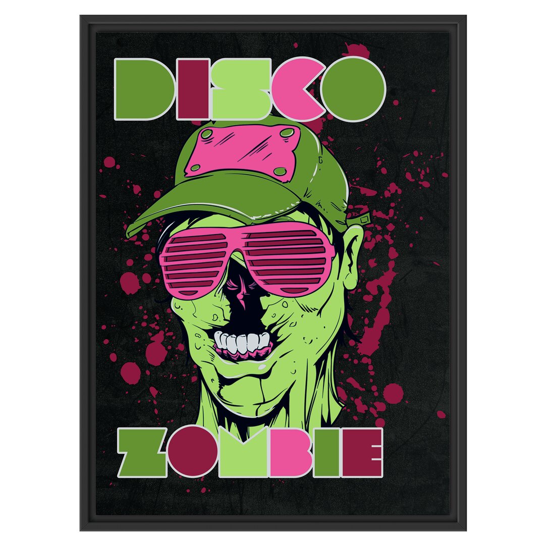 Gerahmtes Wandbild Disco Zombie black