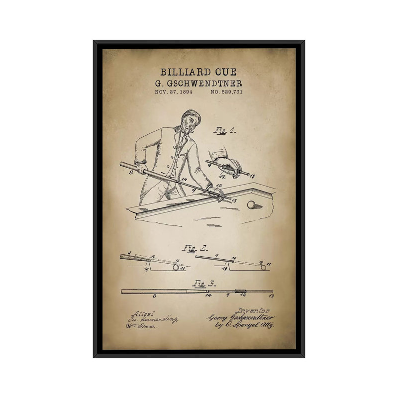 «Billiard VI», impression sur toile, H 26 po x l 18 po x P 1,5 po, Toile encadrée noire, Pas de tapis