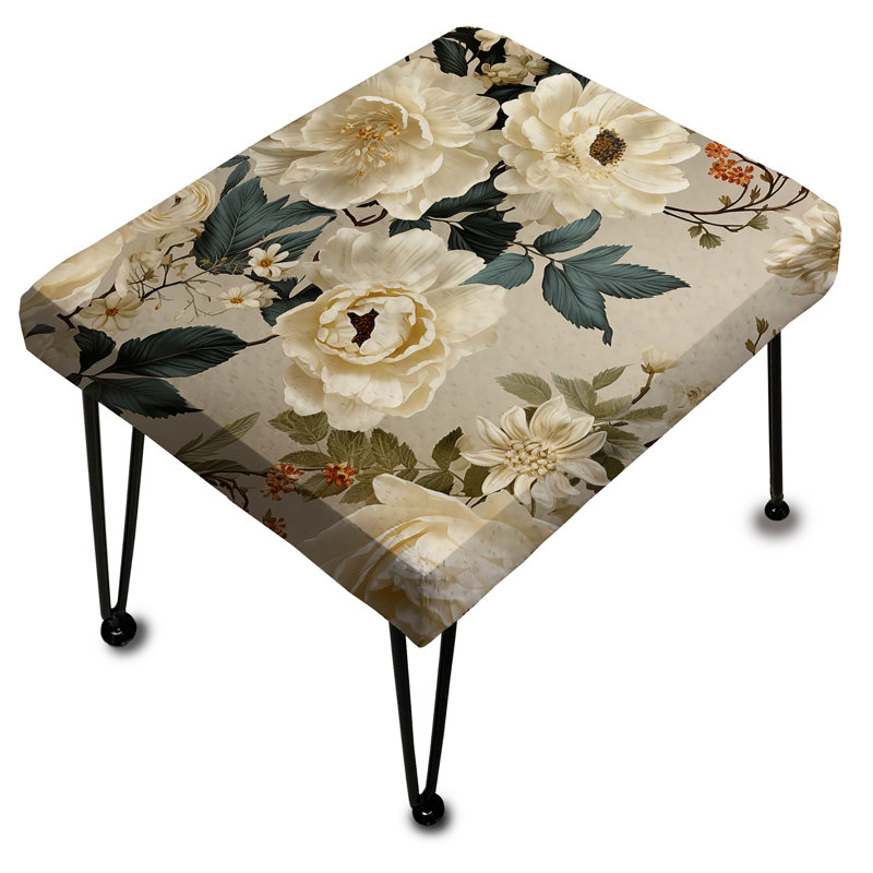 Crème délicat d'inspiration botanique - repose-pieds rectangulaire floral