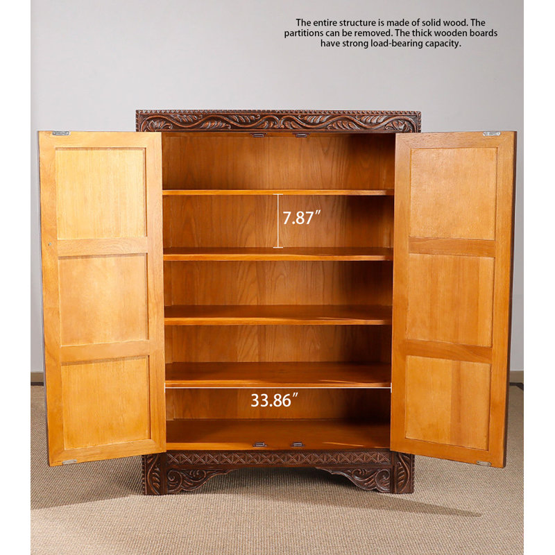 New Chinese-Style Distressed Solid Wood Shoe Cabinet, Brown