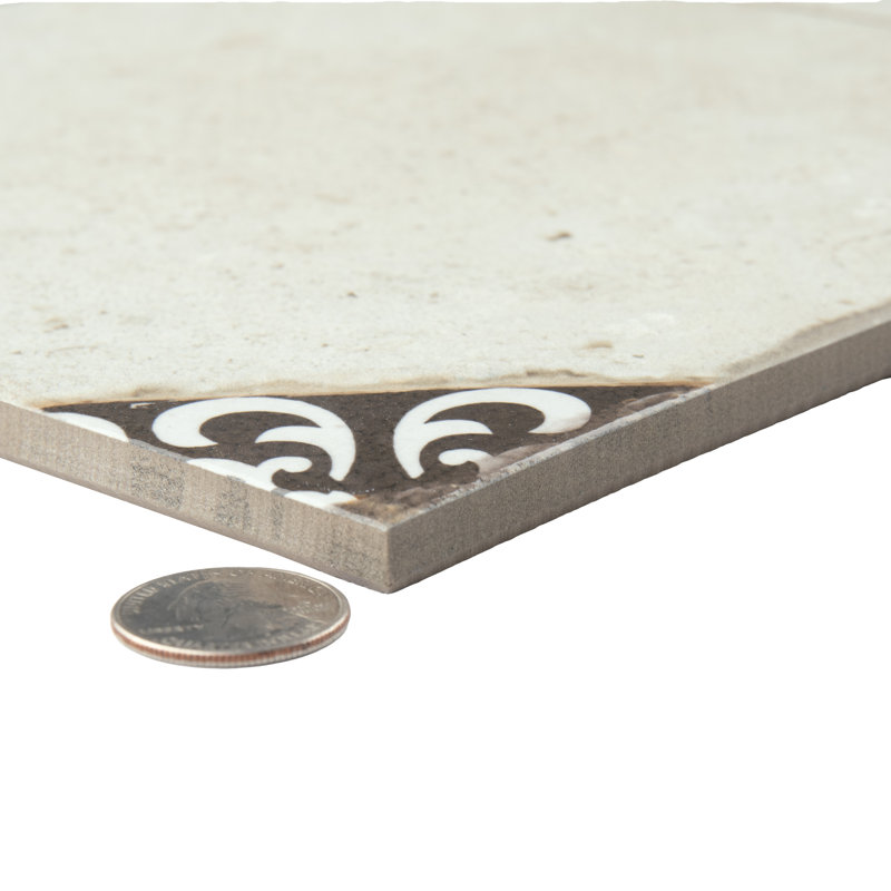 Kings Field 17-3 / 4 po X 17 3/4 po Carreau de porcelaine pour plancher et mur
