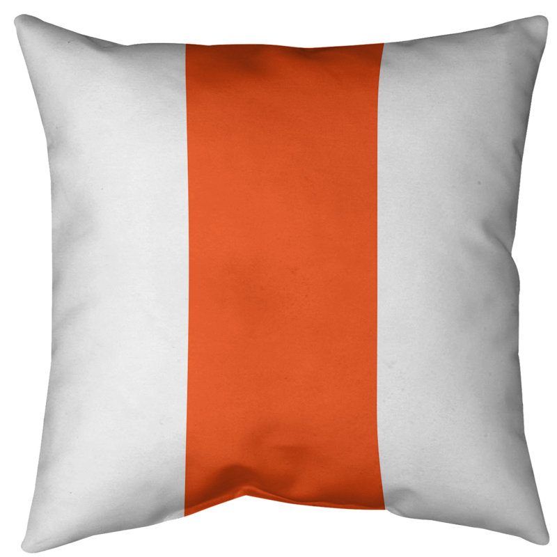Coussin décoratif d'intérieur/d'extérieur, 20 po x 20 po, Blanc / orange