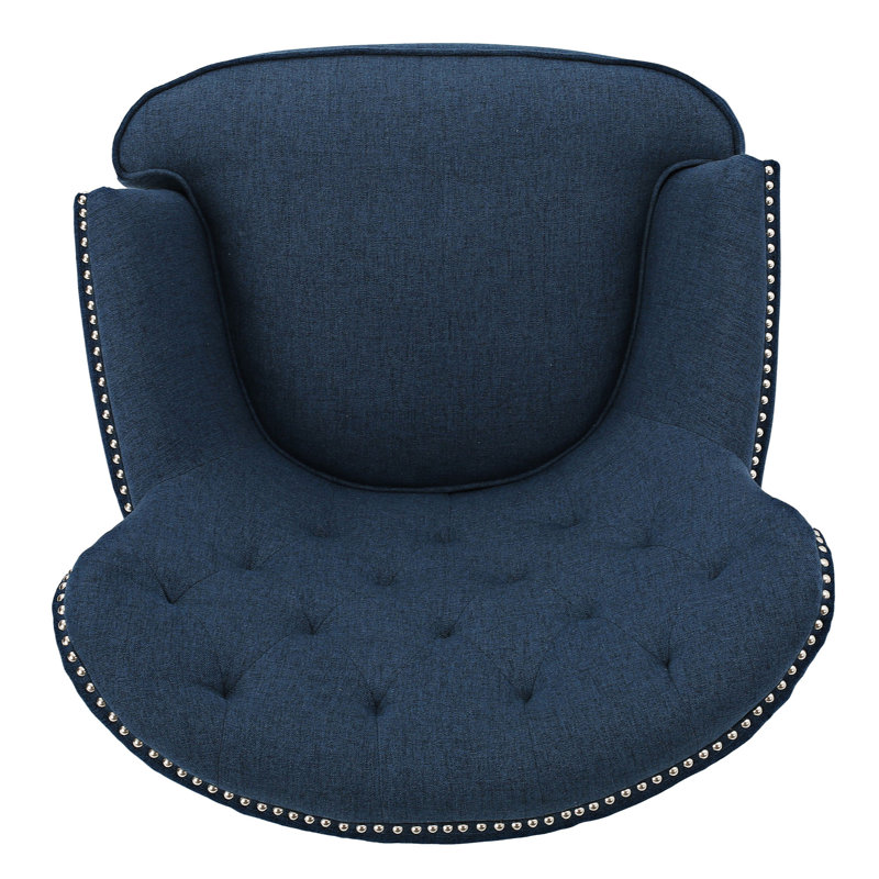 Fauteuil large capitonné 34,6 po Appel, Tissu marine