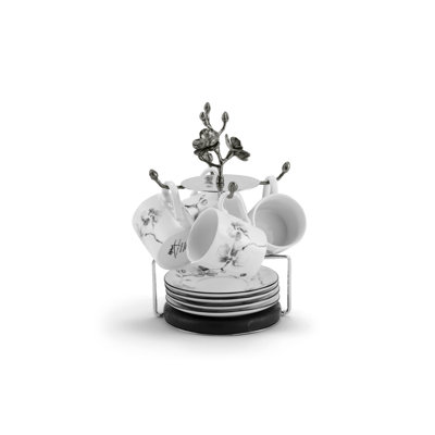 Black Orchid Demitasse Set with Stand