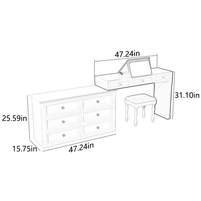 Solid wood retro style multi-functional dresser