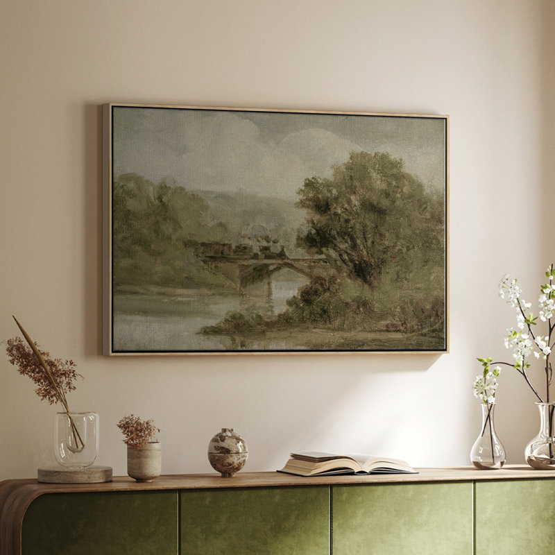 Paysage rétro - DCCCII, H 27 po x l 41 po x P 2 po, Toile naturelle avec cadre flottant