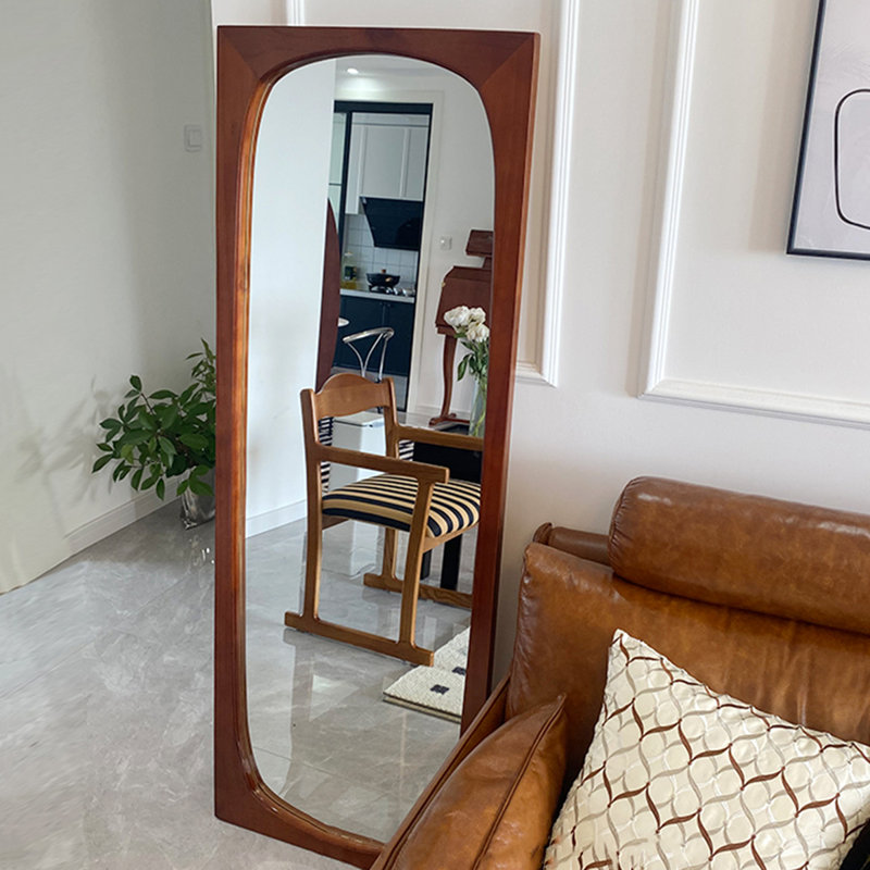 Retro Pine Frame Rectangular High-Definition Full-Length Mirror, 62.99” x 23.62”