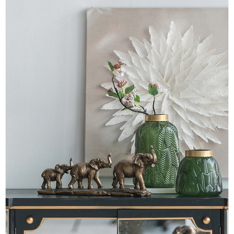 Statue de famille d'éléphants 17,9X3,1X6,9 "