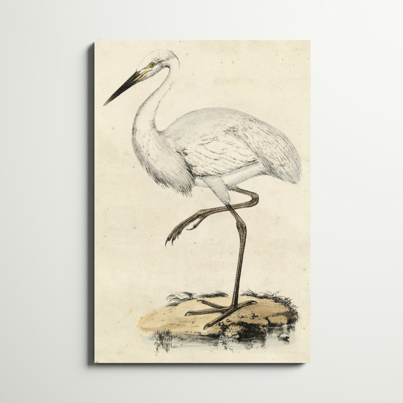 «Antique Heron III», peinture sur toile, H 48 po x l 32 po