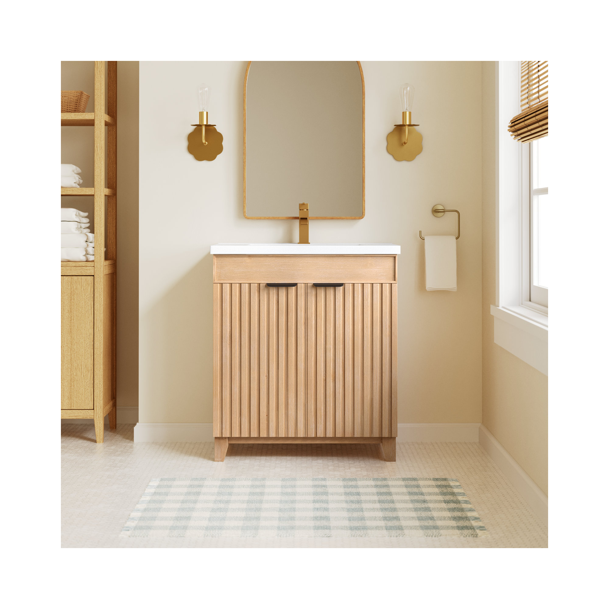 Dansfield 29.9'' Single Bathroom Vanity, Matte Black, Fir Wood Brown