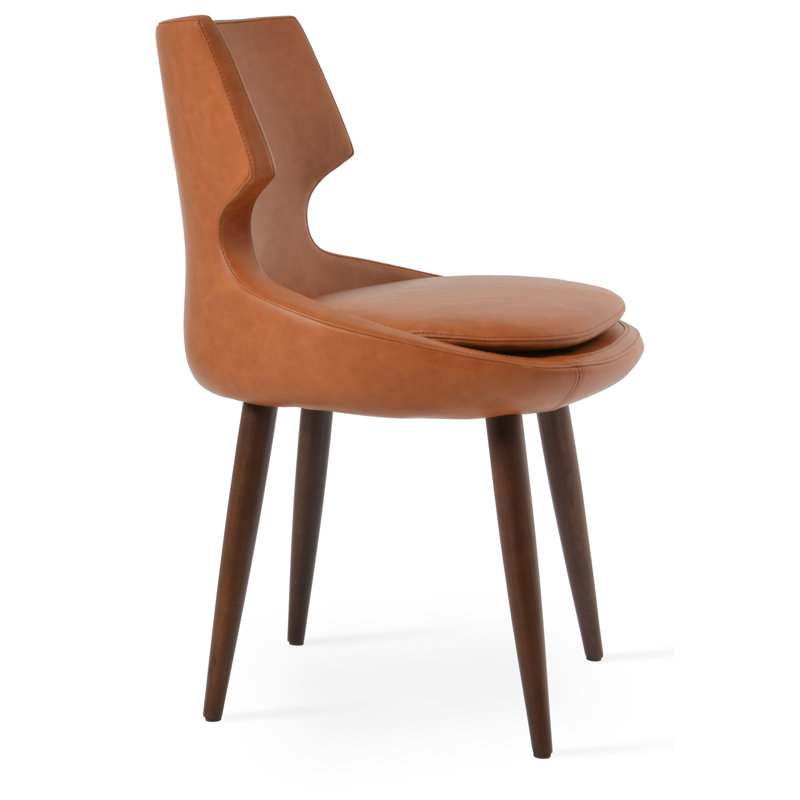 Patara Wood Side Chair, Caramel Faux Leather