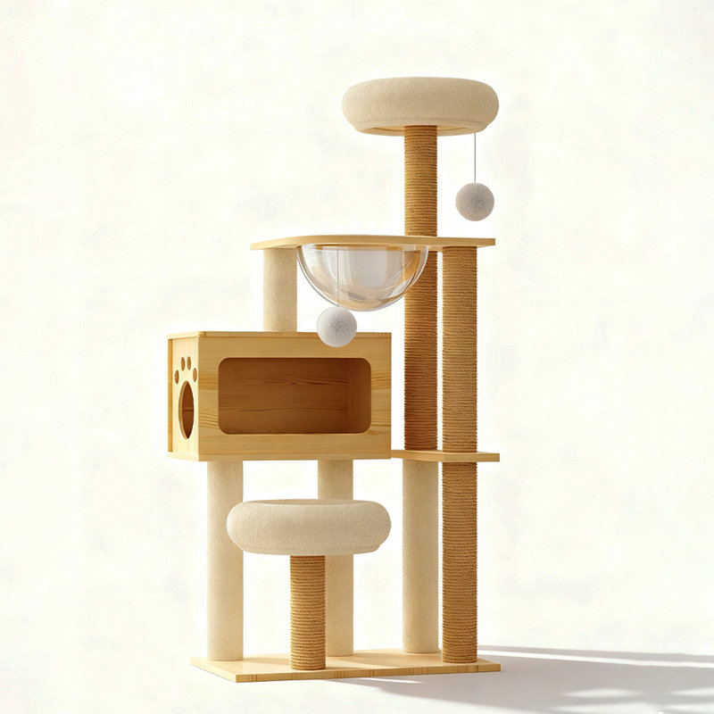 Structure d'escalade en bois massif de 55 pouces de couleur naturelle standard moderne