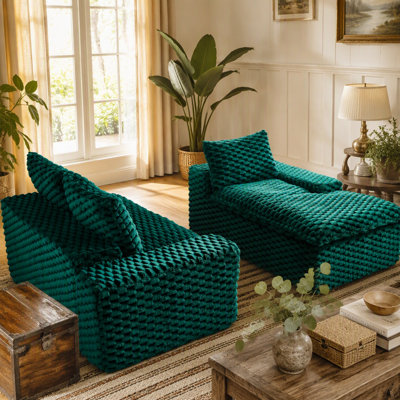 Versatile Convertible Twin - Seat Sofa with Right Chaise Lounge, Featuring Face - to - Face Seating for Various Living Spaces and Activities