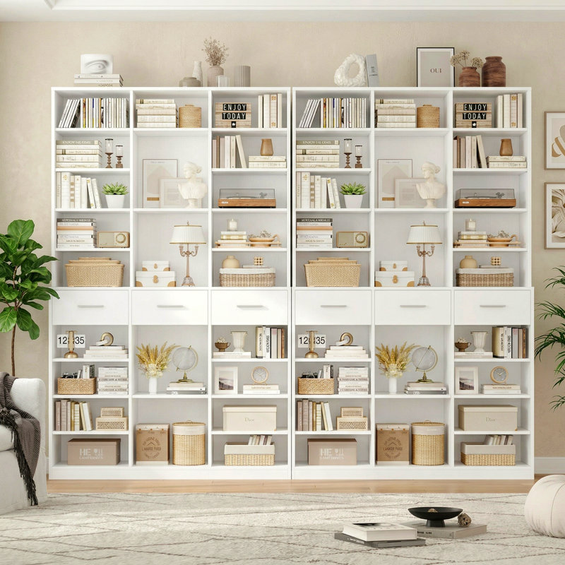 75"h X 46"w 9-tier Standard Wood Storage Bookcase Set