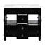 Meuble-lavabo de salle de bain 36 po, armoire à miroir noire, 2 portes et tiroirs, rangement sophistiqué avec lavabo supérieur, style tendance-1588796703-1588796702