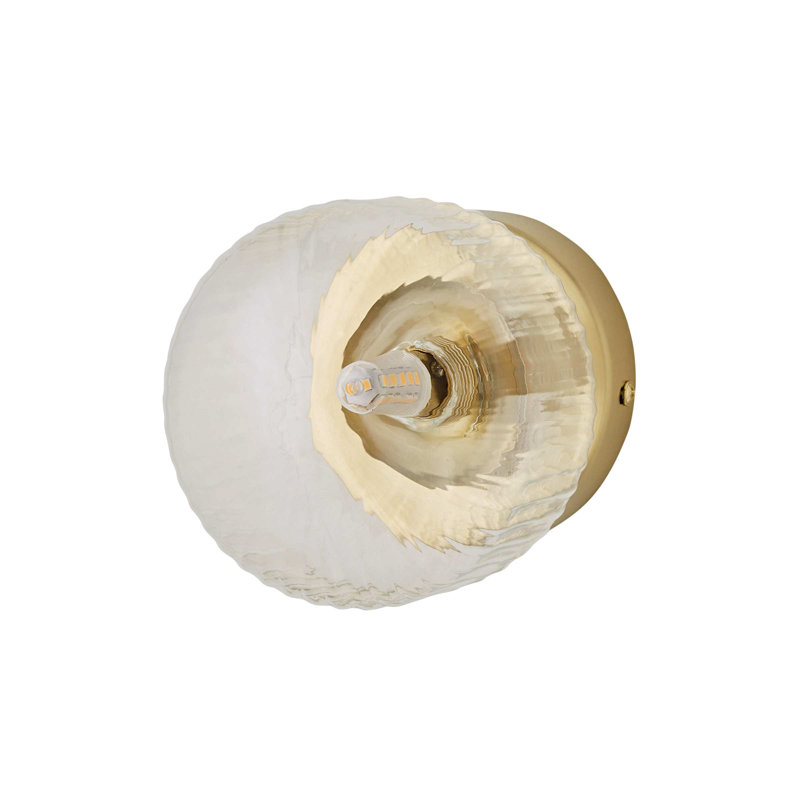 Allea Flush Mounted Sconce, 1, Clear, Brushed Gold