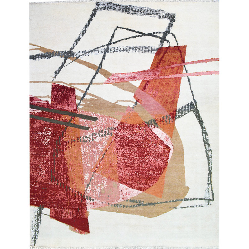 Hand Woven Silk and Wool Area Rug, Rectangle 8' x 10'