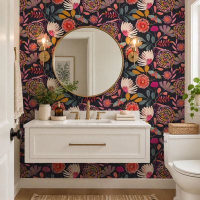 Papier peint floral floral, papier contact botanique, amovible, 17,3 x 393,7 po