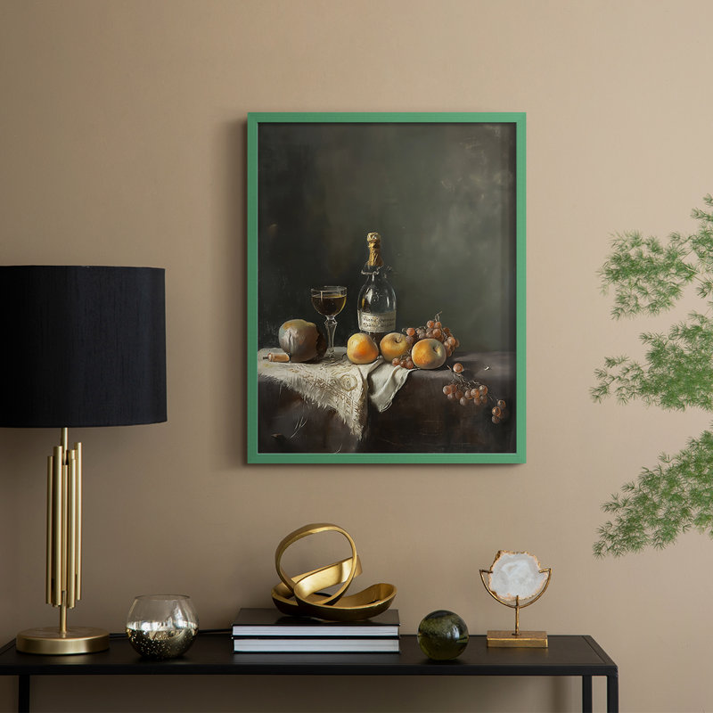 Reproduction encadrée FLORAL Series DCCxxiii - bois massif, H 15 po x l 12 po, Vert