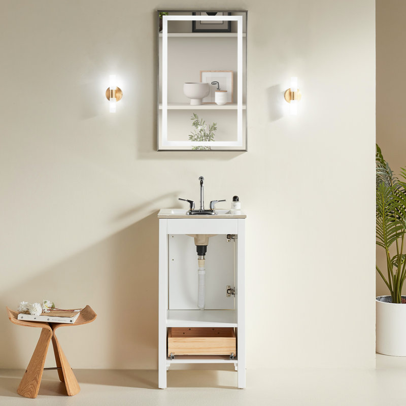 Wabash 18" Freestanding Single Bathroom Vanity with Ceramic Sink, White