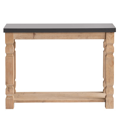 Rustic Modern Console Table 42X15.7X31", Concrete Top And Wooden Details For Living Room With & Wood, Area Decor