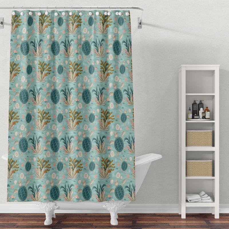 Sea Turtle Shower Curtain, 93" H x 70" W
