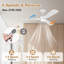 Ventilateur de plafond en bois intelligent 52 pouces 3 pales avec lumière, télécommande et contrôle Alexa WiFi, intérieur / extérieur, à intensité variable, moteur à courant continu silencieux-1512709898