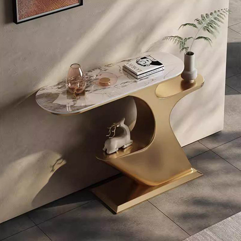 Console de style italien en pierre frittée., 33.4" H  x 59" W x 13.7" D