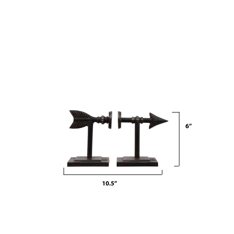Brown Cast Metal Arrow Bookends Set