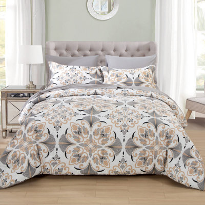 EMME Comforter Set 5/7 Piece, Ultra Soft Grey Bedding Sets Bed in a Bag All Season Brushed Bedding Sets
