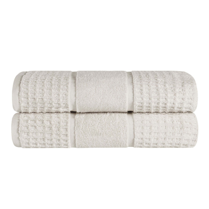 Ensemble de draps 100% coton gaufré Hiyabel Zero Twist, Pierre