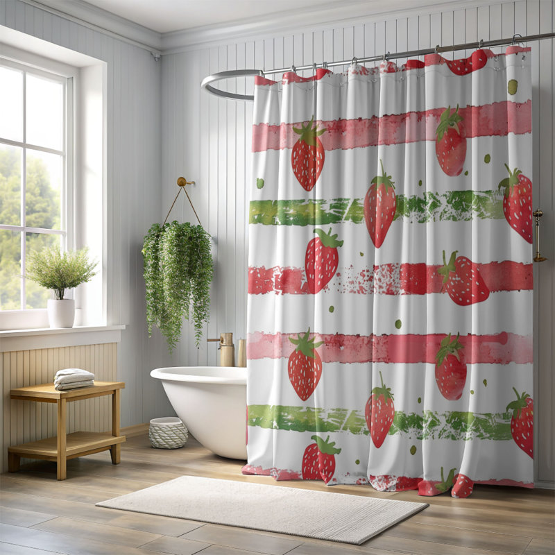 Strawberry Art - Premium Shower Curtain, 74"H x 71"W
