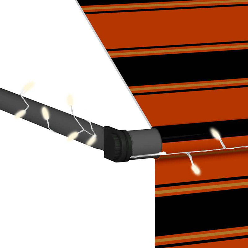 Auvent de porte / fenêtre rétractable en polyester, H 118,10 po x l 118,10 po, Orange / Brun