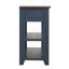 Console en bois de pin massif 48 po, table d'appoint moderne avec 3 tiroirs de rangement et 2 tablettes. Facile à assembler (bleu marine + plateau brun)