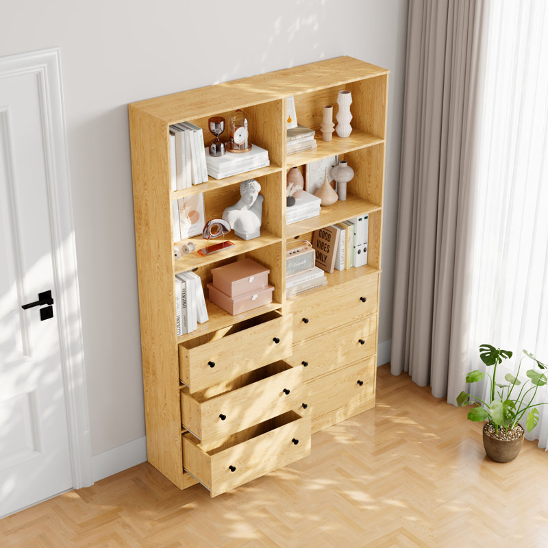70.9'' H Book Cabinet Storage Bookcase Set, Wood