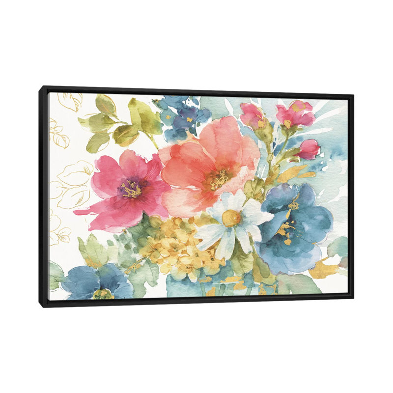 « my jardin bouquet i », impression sur toile, H 18 po x l 26 po x P 1,5 po, Toile avec cadre noir