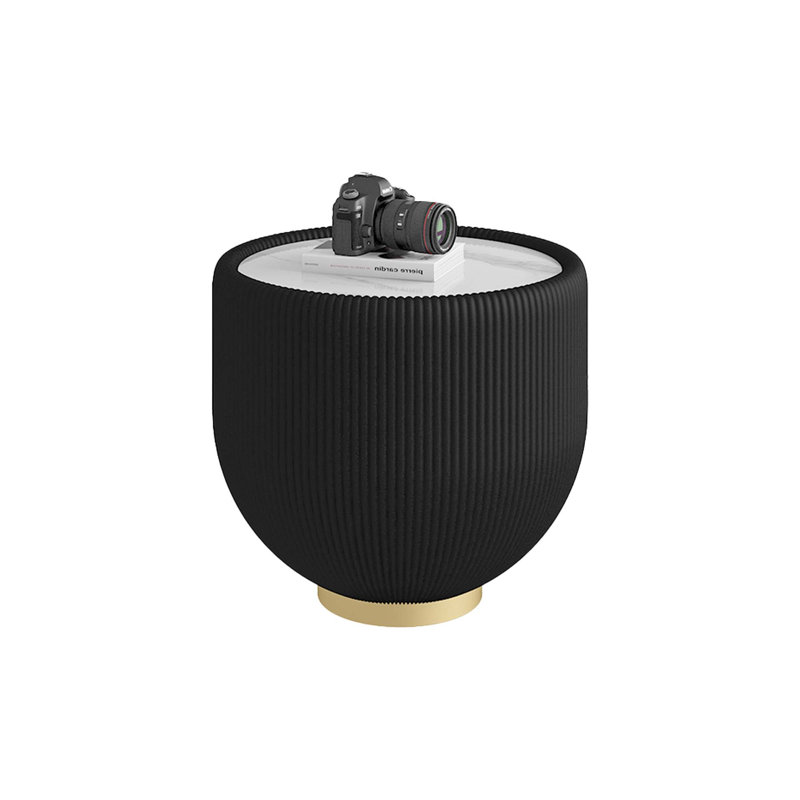 Table basse d'appoint moderne en cuir PU, Noir