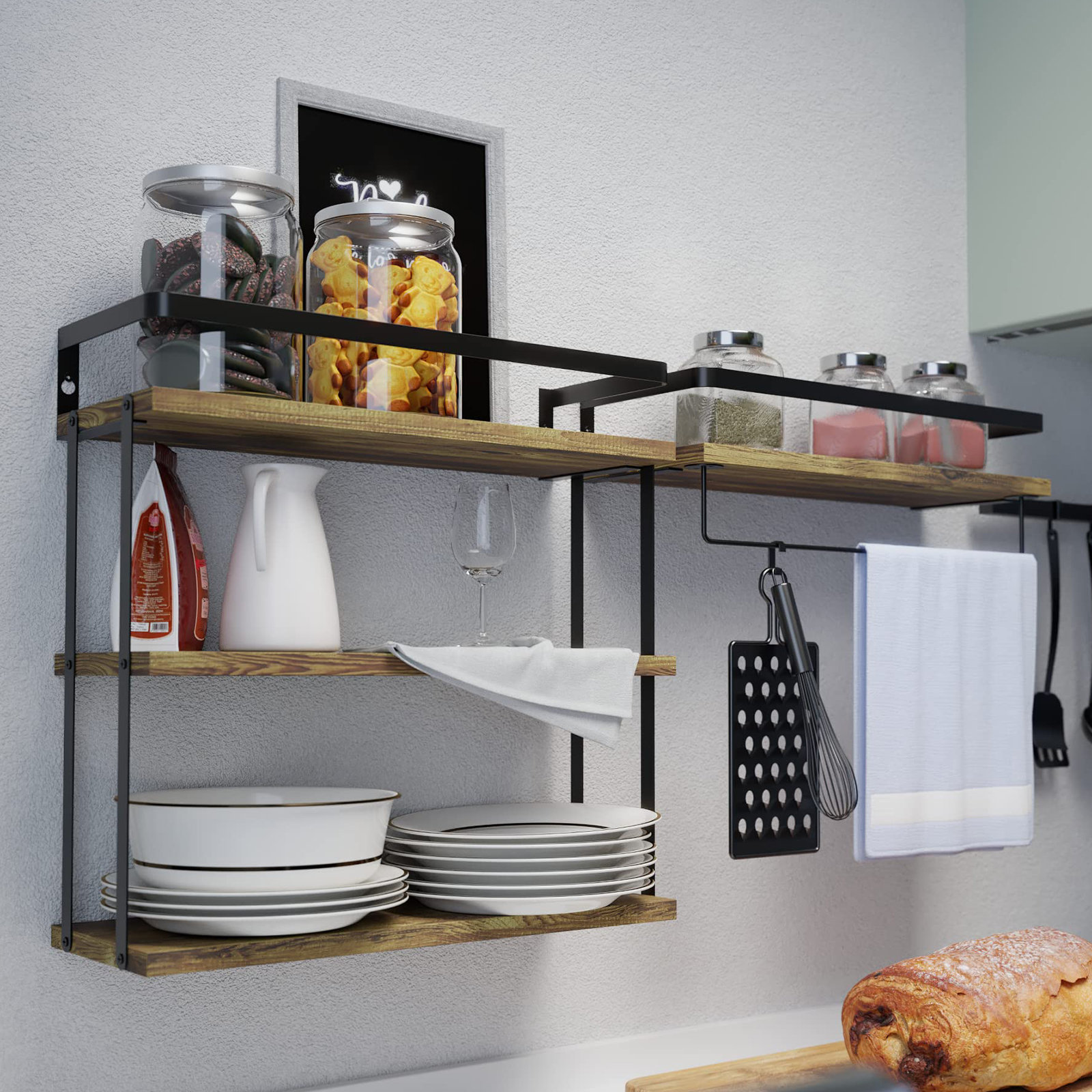 17 Stories 4 Piece Tiered Shelf with Towel Bar | Wayfair