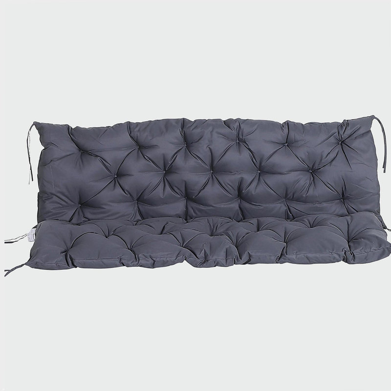 Outsunny Tufted Bench Cushions for Outdoor Furniture, 3-Seater Replacement for Swing Chair, Patio Sofa/Couch, Overstuffed, Includes Backrest, Dark Gray